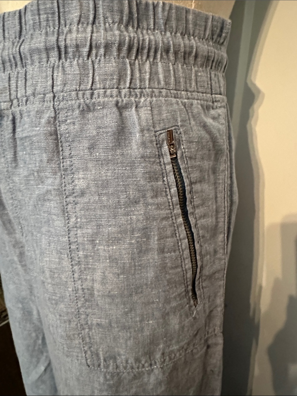 Athleta Cabo Linen Wide Leg 12 chambray pockets drawstring pants - Picture 6 of 16